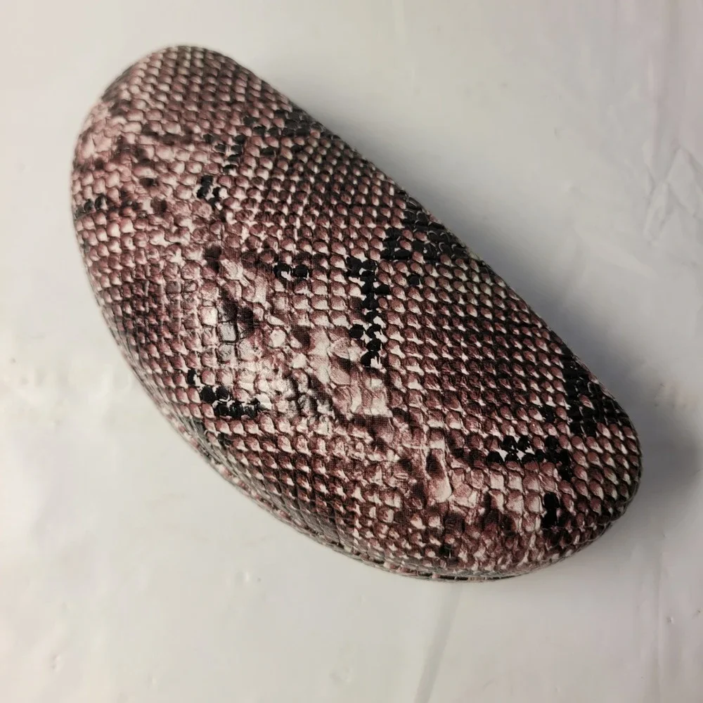 XOXO Eyeglasses Case Womens Brown Snakeskin Hard Shell Clamshell Accessory